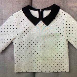 Polka Dot Kids Blouse with Black Collar